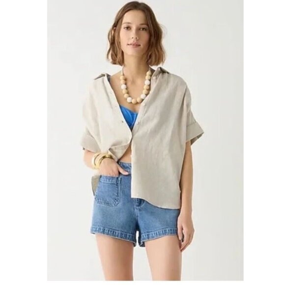 Crew Relaxed-fit Short-sleeve Baird McNutt Irish Linen Shirt M